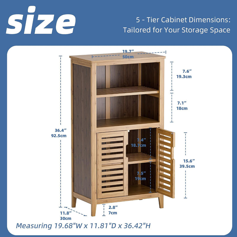 Bathroom Cabinet Bamboo Side Storage Organiser with 2