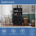 Bathroom Cabinet Bamboo Side Storage Organiser with 2