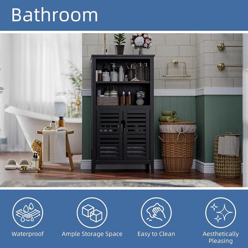 Bathroom Cabinet Bamboo Side Storage Organiser with 2