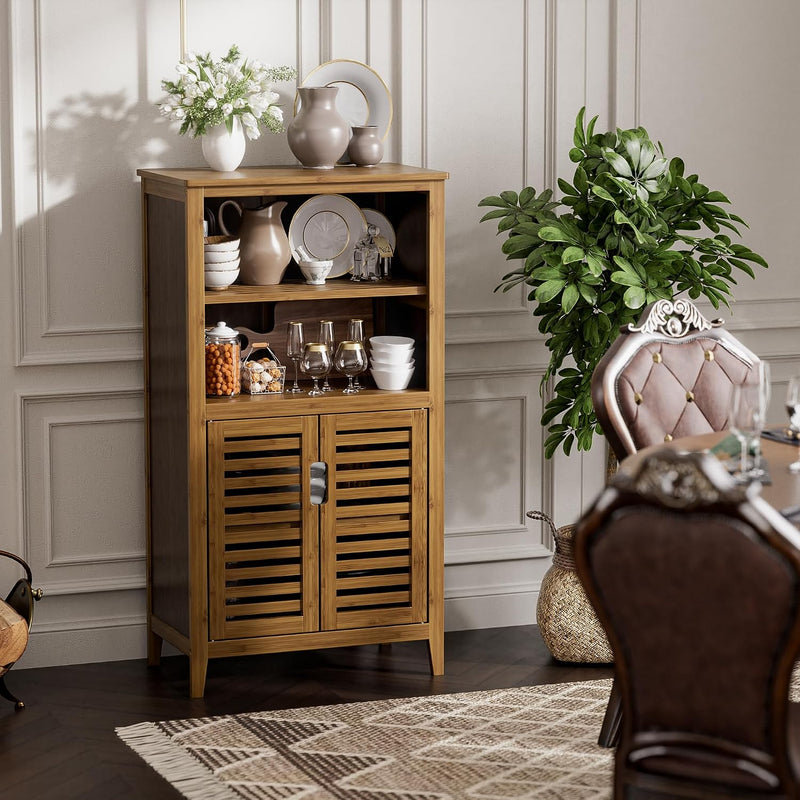 Bathroom Cabinet Bamboo Side Storage Organiser with 2