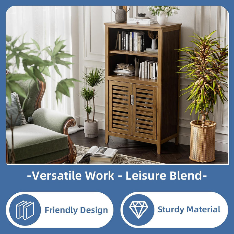 Bathroom Cabinet Bamboo Side Storage Organiser with 2