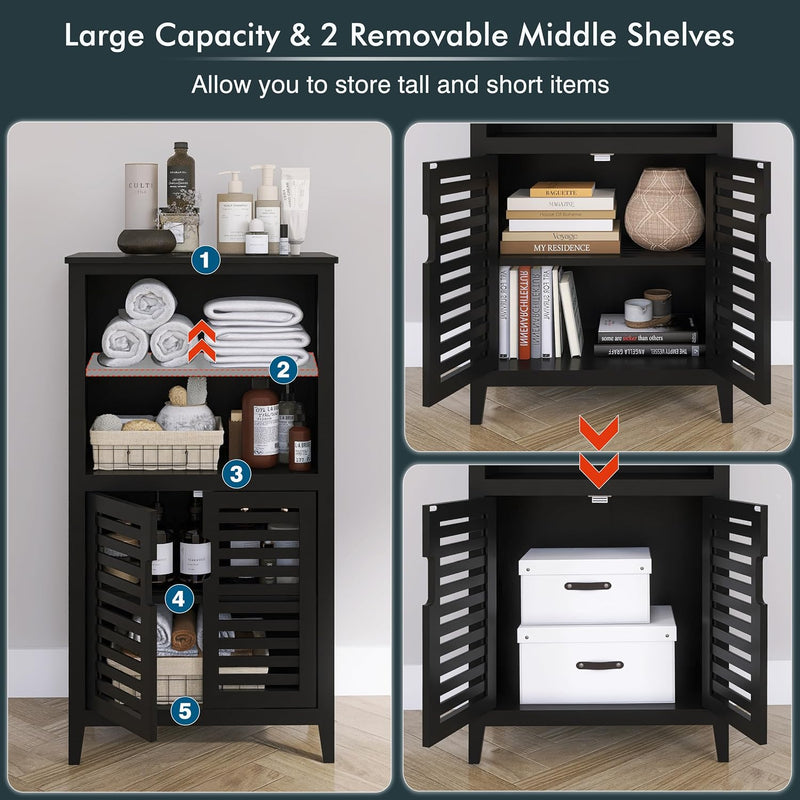 Bathroom Cabinet Bamboo Side Storage Organiser with 2