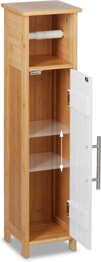 Bathroom Cabinet Toilet Roll Holder Free-Standing Wooden Storage