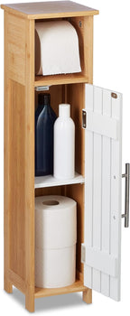Bathroom Cabinet Toilet Roll Holder Free-Standing Wooden Storage