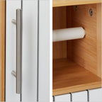 Bathroom Cabinet Toilet Roll Holder Free-Standing Wooden Storage