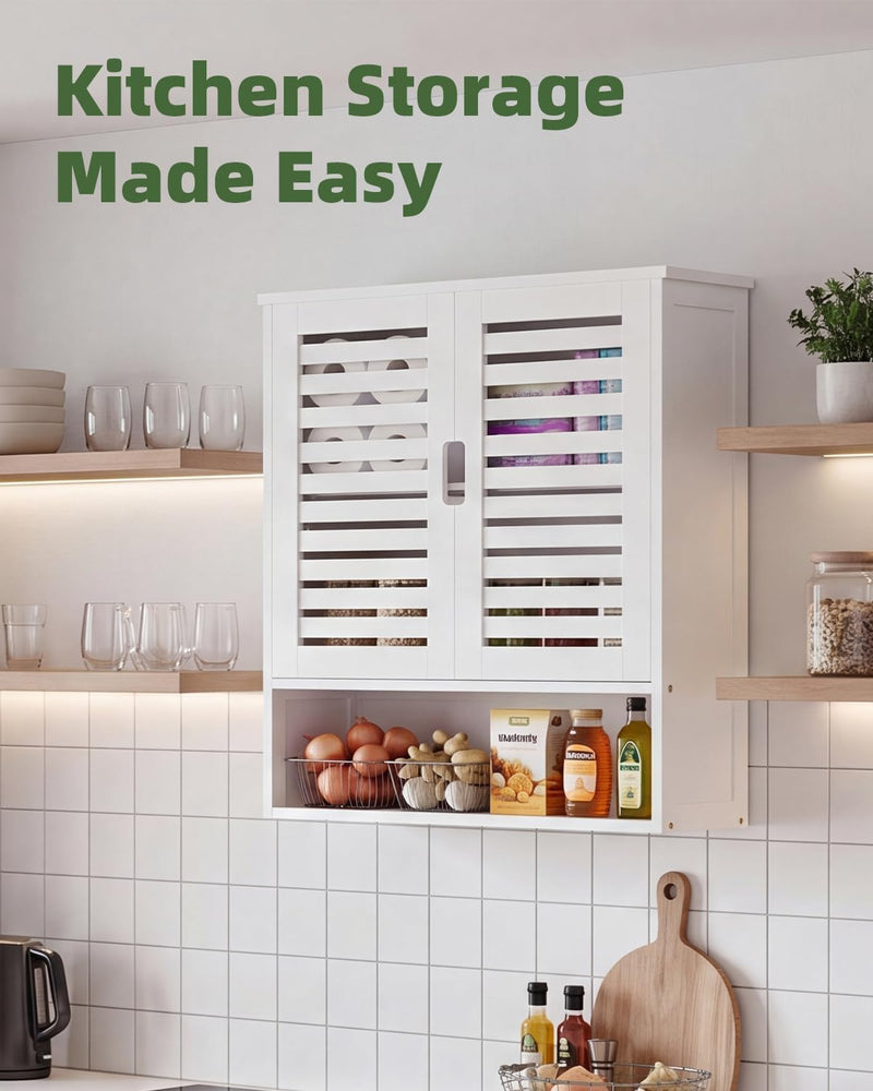 Bathroom Cabinet Wall Mounted Bamboo Over-The-Toilet Storage
