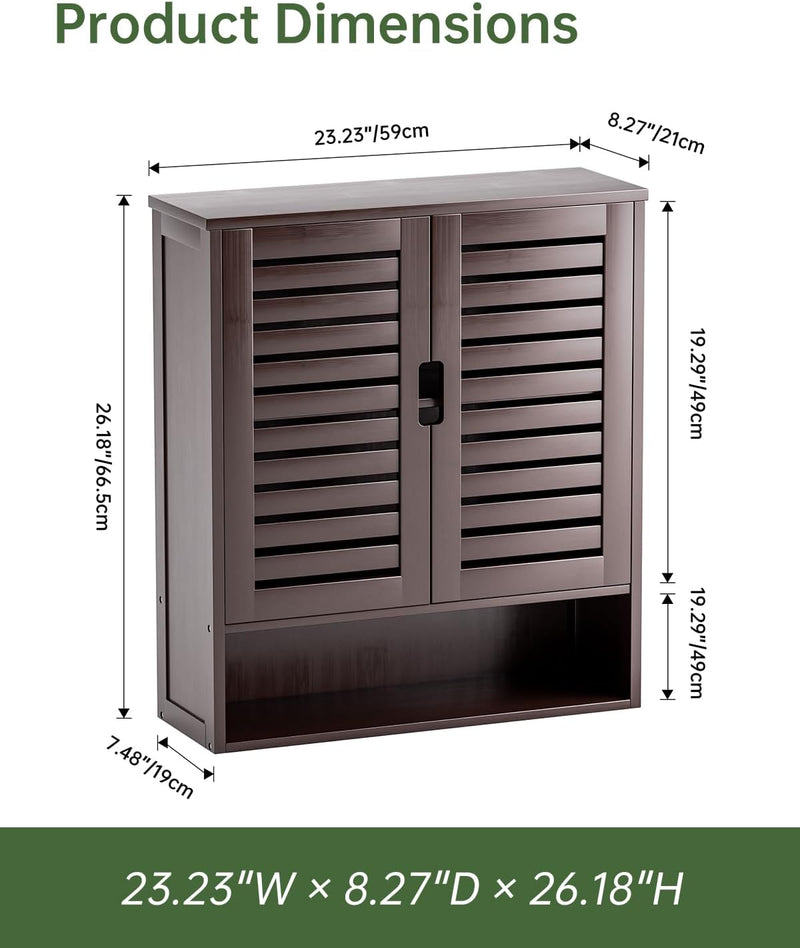 Bathroom Cabinet Wall Mounted Bamboo Over-The-Toilet Storage