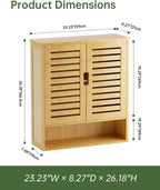 Bathroom Cabinet Wall Mounted Bamboo Over-The-Toilet Storage