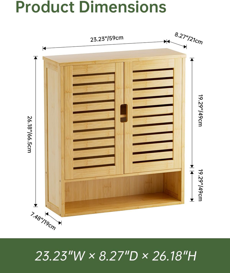 Bathroom Cabinet Wall Mounted Bamboo Over-The-Toilet Storage