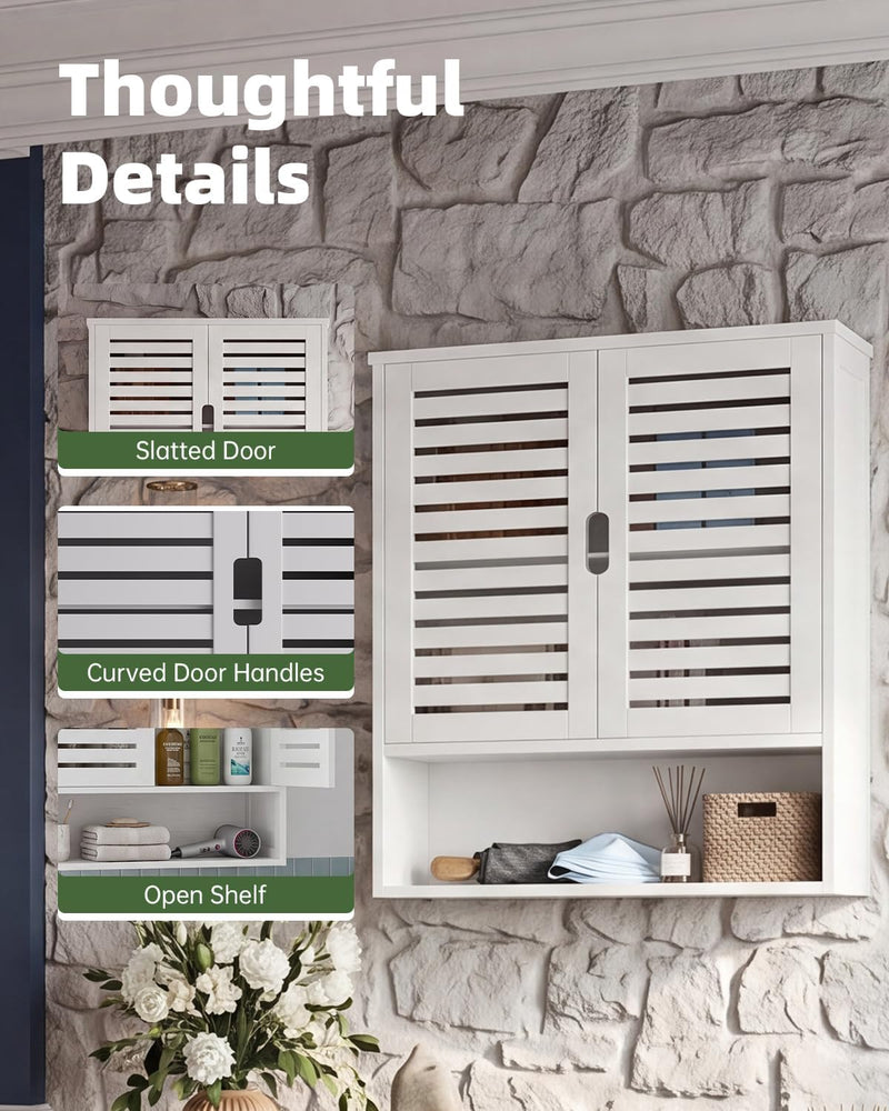 Bathroom Cabinet Wall Mounted Bamboo Over-The-Toilet Storage