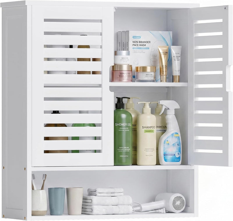 Bathroom Cabinet Wall Mounted Bamboo Over-The-Toilet Storage