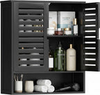 Bathroom Cabinet Wall Mounted Bamboo Over-The-Toilet Storage