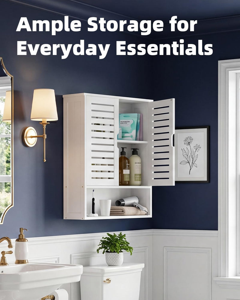 Bathroom Cabinet Wall Mounted Bamboo Over-The-Toilet Storage