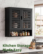 Bathroom Cabinet Wall Mounted Bamboo Over-The-Toilet Storage