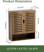 Bathroom Cabinet Wall Mounted Bamboo Over-The-Toilet Storage