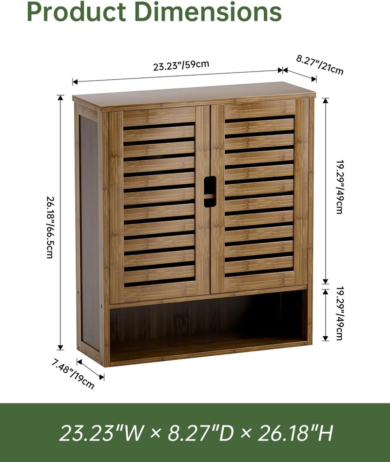 Bathroom Cabinet Wall Mounted Bamboo Over-The-Toilet Storage