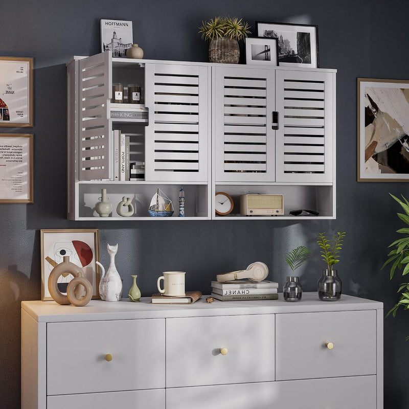 Bathroom Cabinet Wall Mounted Bamboo Over-The-Toilet Storage
