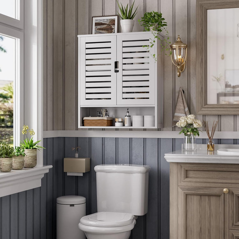 Bathroom Cabinet Wall Mounted Bamboo Over-The-Toilet Storage