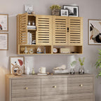 Bathroom Cabinet Wall Mounted Bamboo Over-The-Toilet Storage