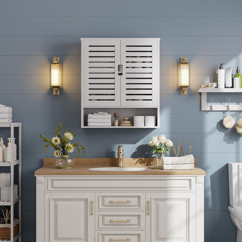 Bathroom Cabinet Wall Mounted Bamboo Over-The-Toilet Storage