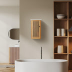 Bathroom Cabinet Wall Mounted Wooden Bamboo Storage Cupboard