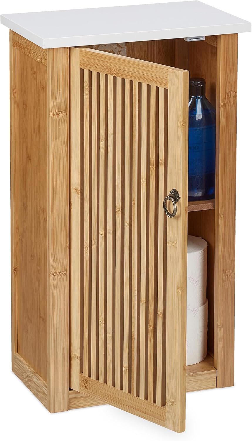 Bathroom Cabinet Wall Mounted Wooden Bamboo Storage Cupboard