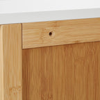 Bathroom Cabinet Wall Mounted Wooden Bamboo Storage Cupboard