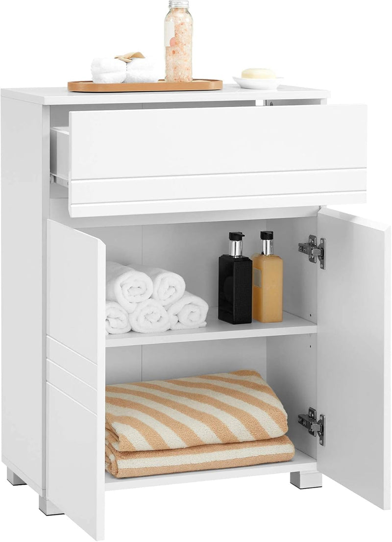 Bathroom Cabinet with Drawer Double Door Wardrobe Adjustable