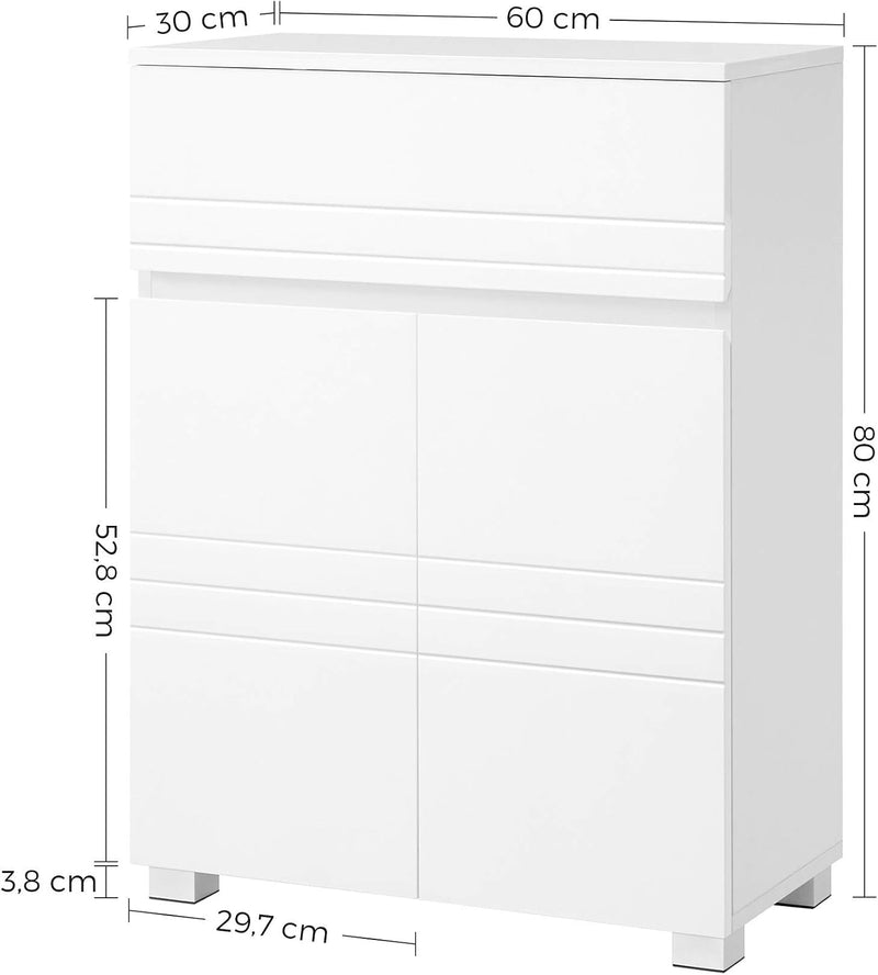 Bathroom Cabinet with Drawer Double Door Wardrobe Adjustable
