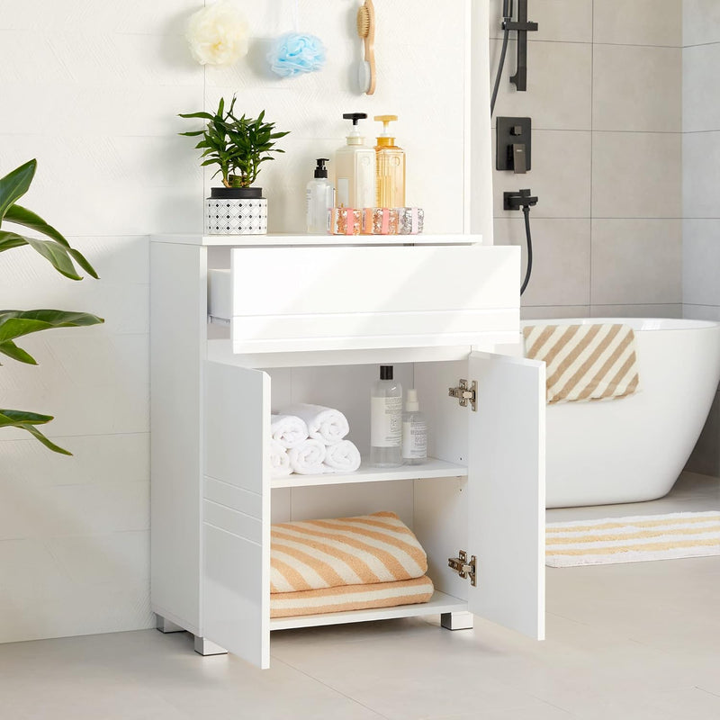 Bathroom Cabinet with Drawer Double Door Wardrobe Adjustable
