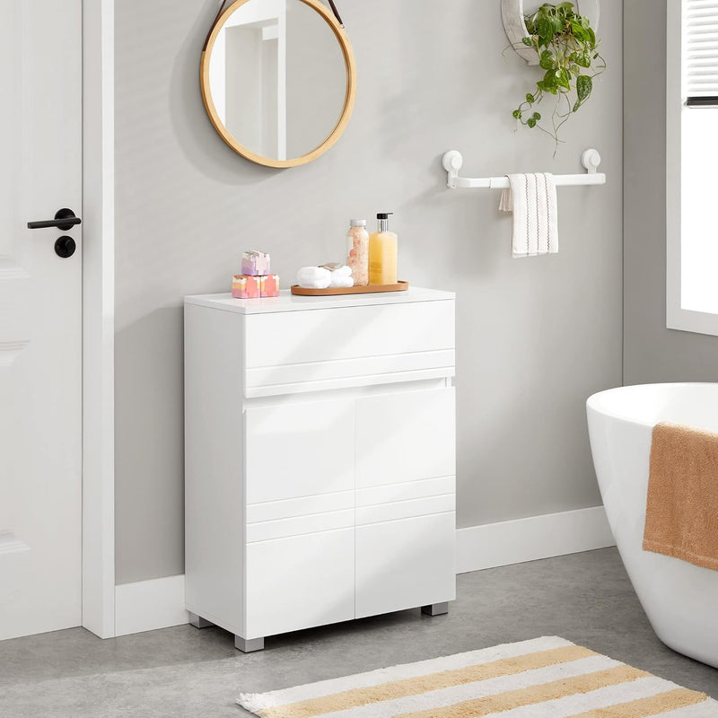 Bathroom Cabinet with Drawer Double Door Wardrobe Adjustable