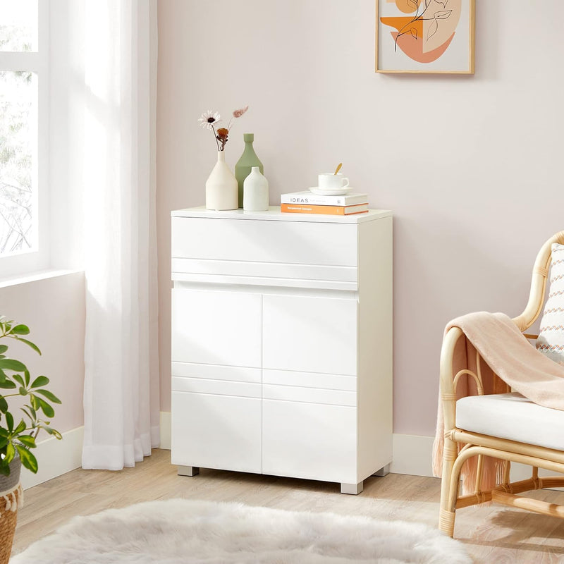 Bathroom Cabinet with Drawer Double Door Wardrobe Adjustable