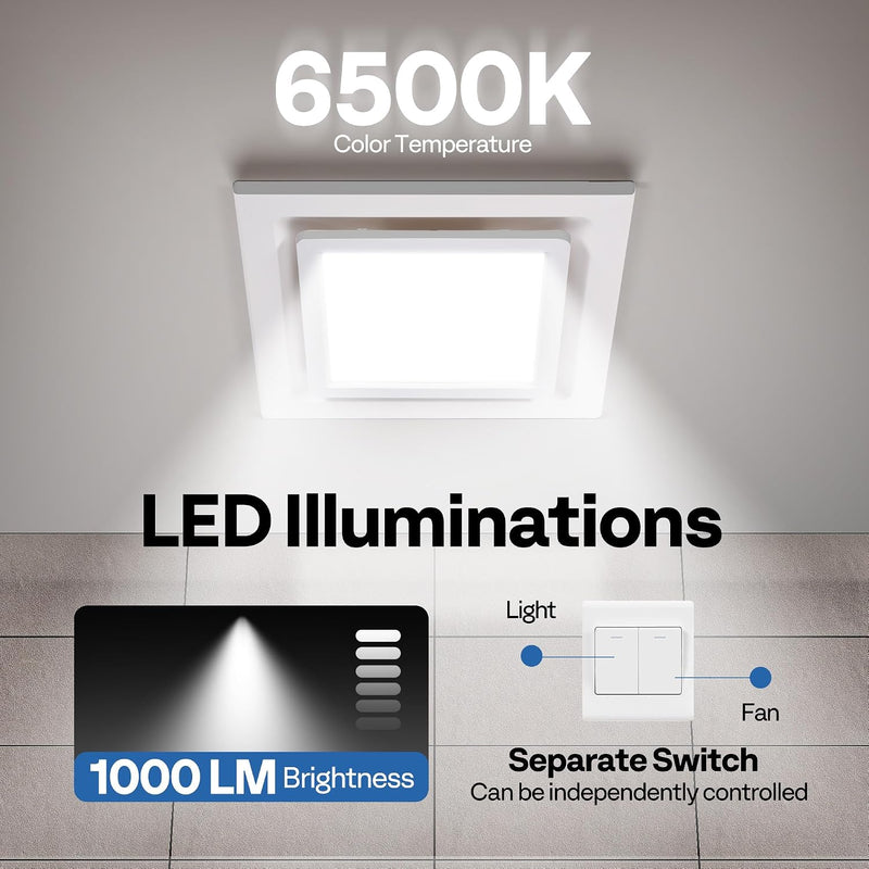 Bathroom Extractor Fan with Light 280m³ H 300MM