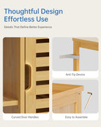 Bathroom Floor Cabinet Bamboo Storage Free Standing Cupbaord