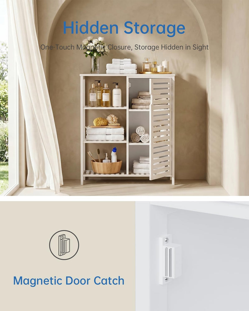 Bathroom Floor Cabinet Bamboo Storage Free Standing Cupbaord