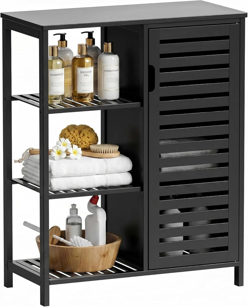 Bathroom Floor Cabinet Bamboo Storage Free Standing Cupbaord