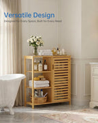 Bathroom Floor Cabinet Bamboo Storage Free Standing Cupbaord