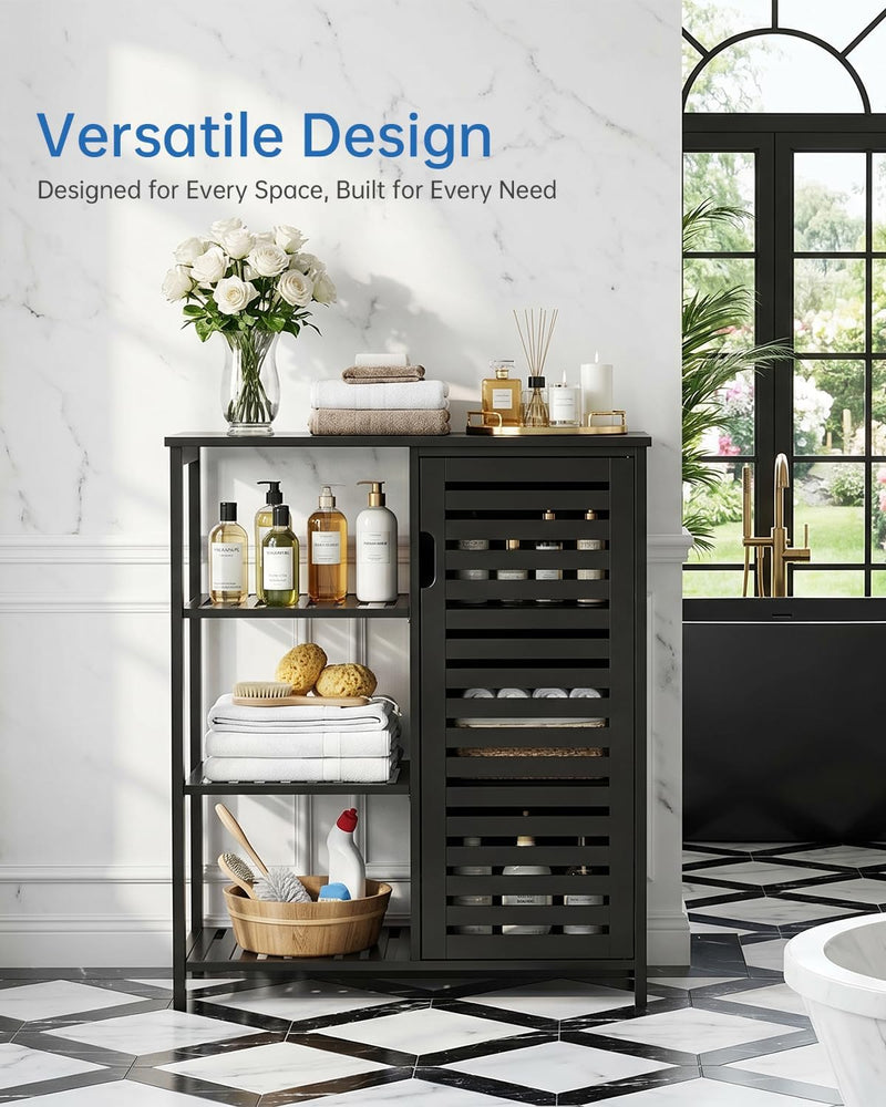 Bathroom Floor Cabinet Bamboo Storage Free Standing Cupbaord