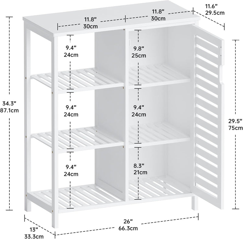 Bathroom Floor Cabinet Bamboo Storage Free Standing Cupbaord