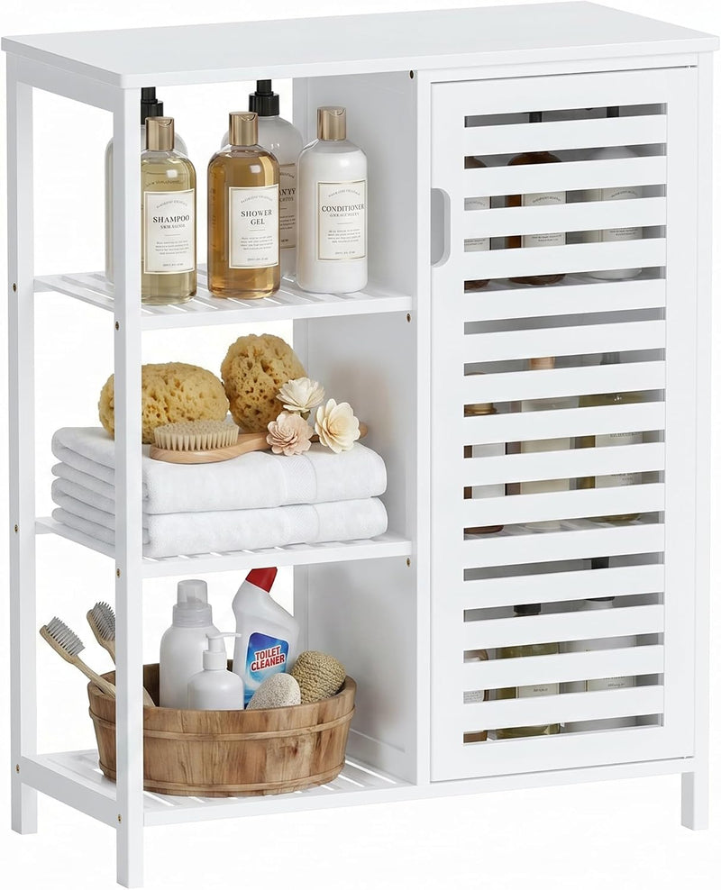 Bathroom Floor Cabinet Bamboo Storage Free Standing Cupbaord