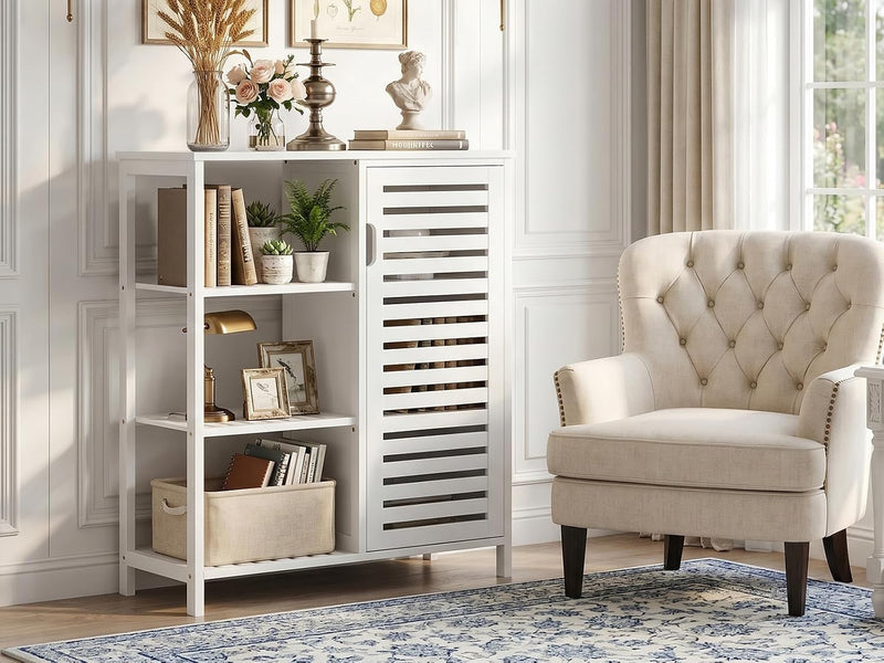 Bathroom Floor Cabinet Bamboo Storage Free Standing Cupbaord