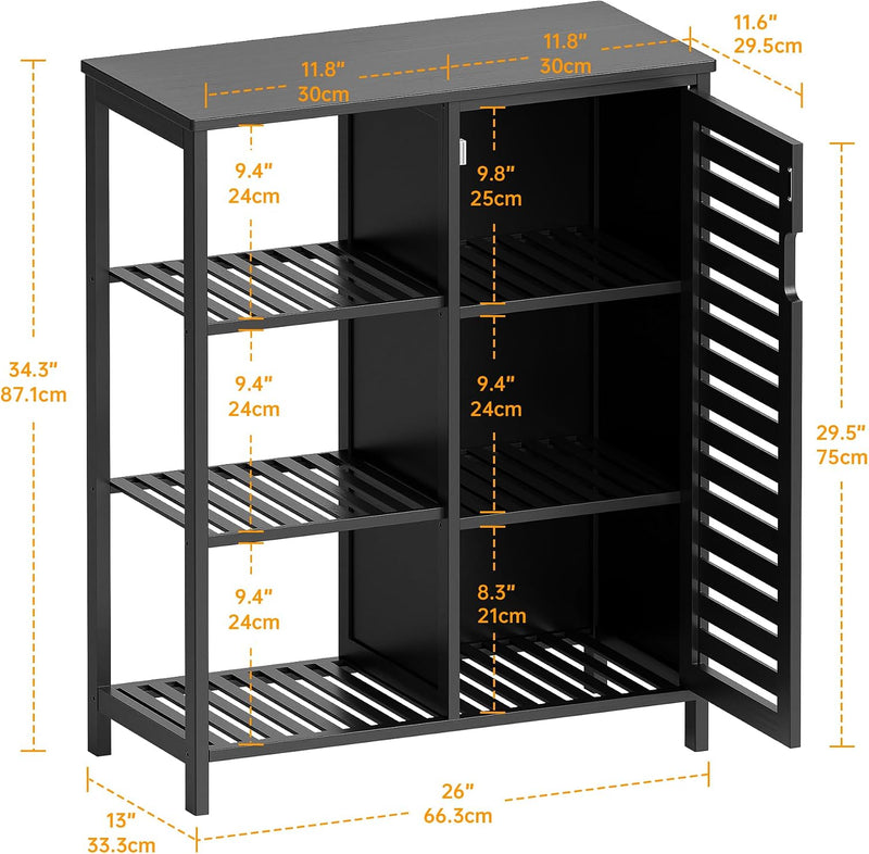 Bathroom Floor Cabinet Bamboo Storage Free Standing Cupbaord