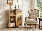 Bathroom Floor Cabinet Bamboo Storage Free Standing Cupbaord