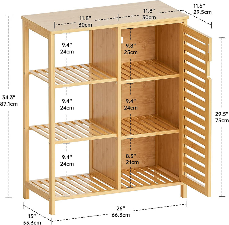 Bathroom Floor Cabinet Bamboo Storage Free Standing Cupbaord