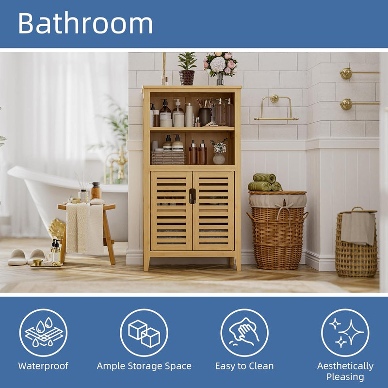 Bathroom Floor Cabinet Freestanding Side Storage Organiser Unit