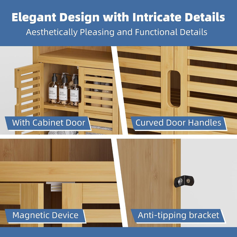 Bathroom Floor Cabinet Freestanding Side Storage Organiser Unit