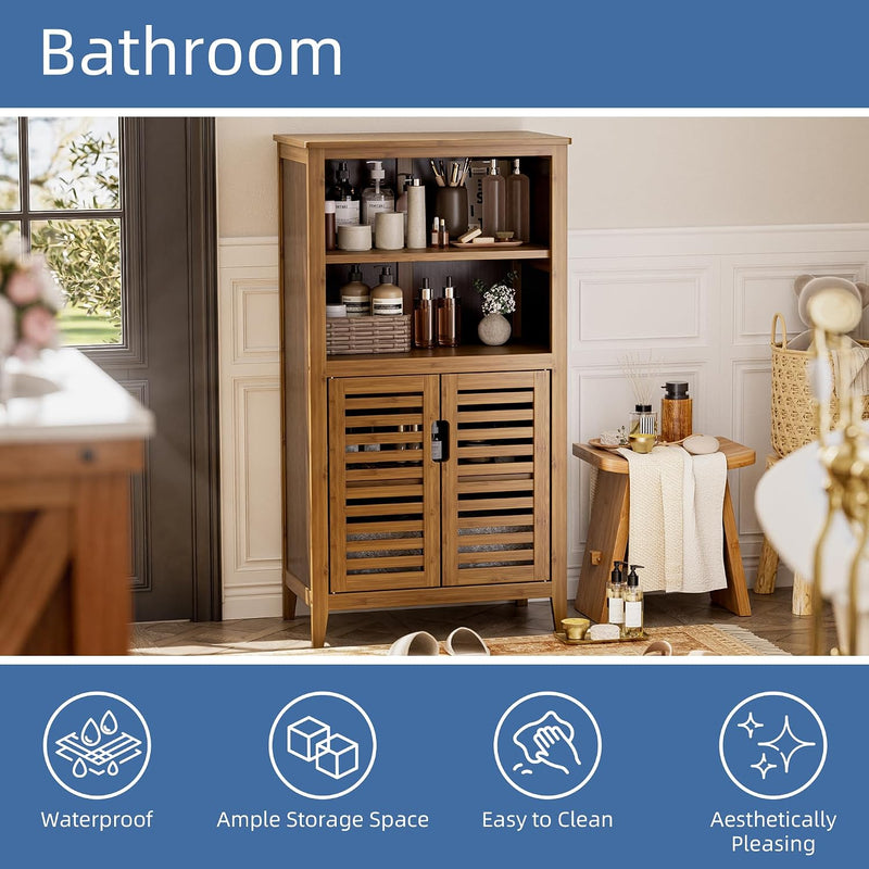 Bathroom Floor Cabinet Freestanding Side Storage Organiser Unit