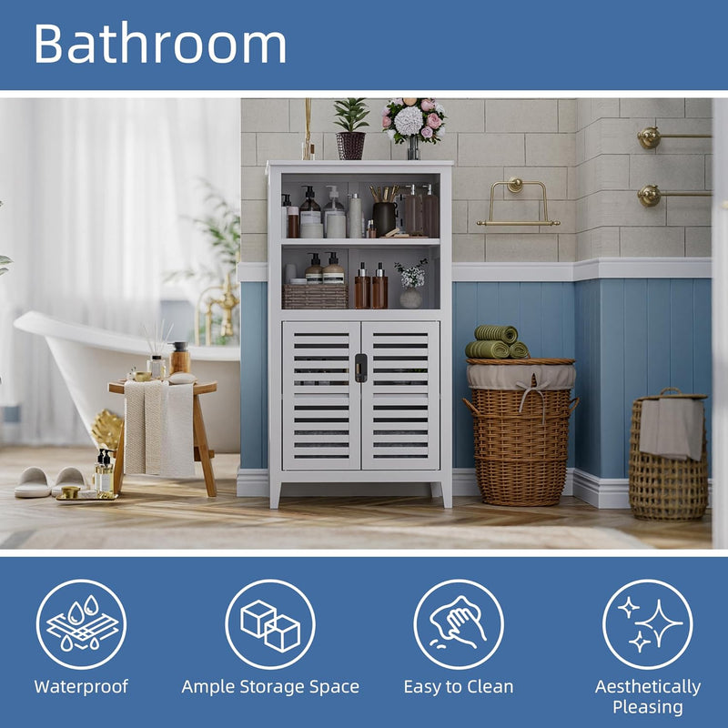 Bathroom Floor Storage Cabinet Bamboo Freestanding Kitchen