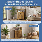 Bathroom Floor Storage Cabinet Freestanding Bamboo Side