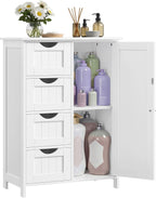 Bathroom Floor Storage Cabinet Wooden Unit with 4